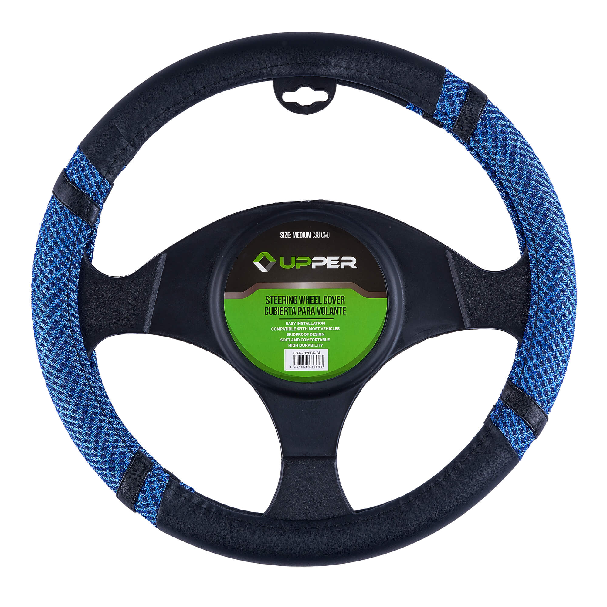 Black and Blue Steering Wheel Cover