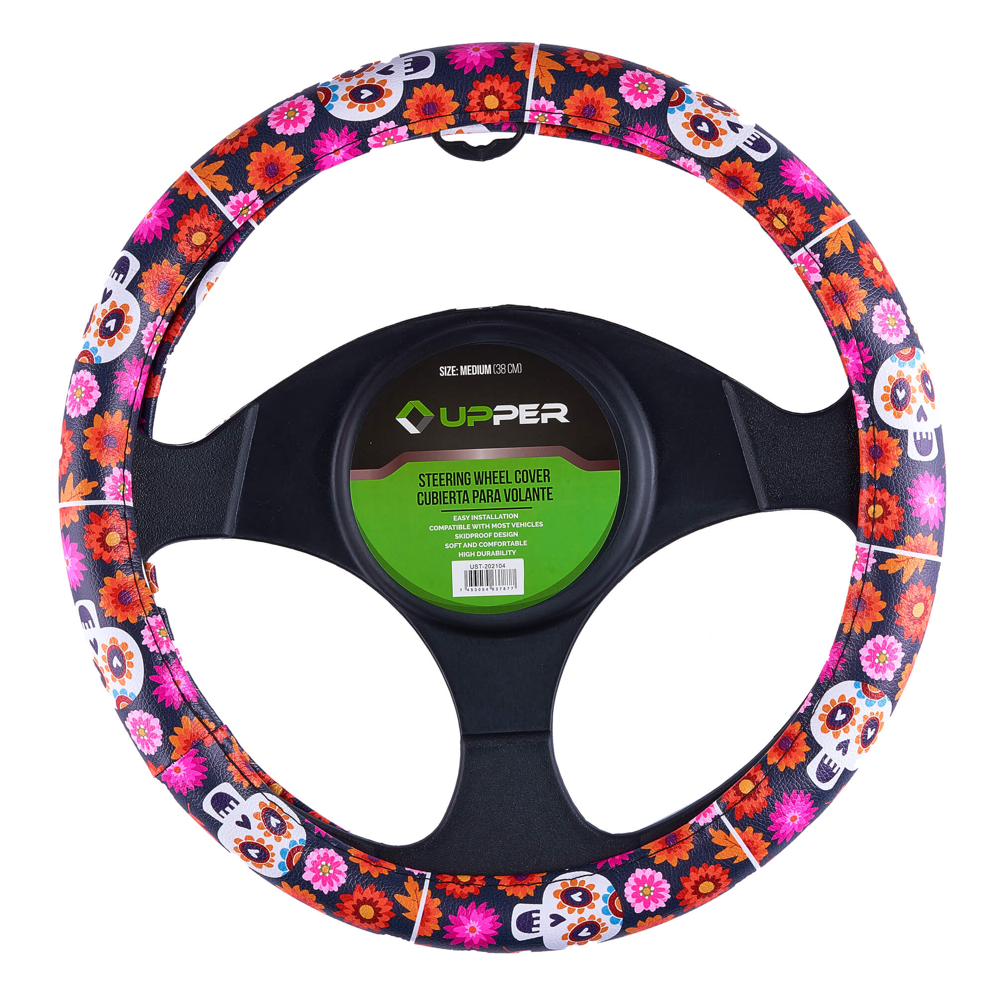 Flowers and Catrina Steering Wheel Cover