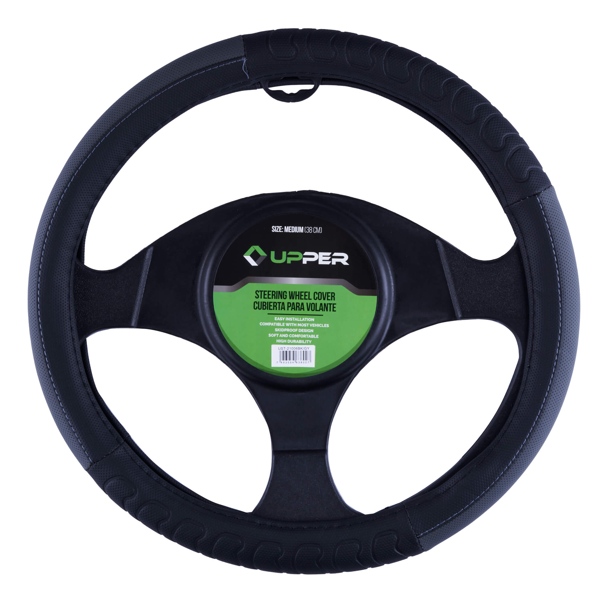 Black and Gray Steering Wheel Cover